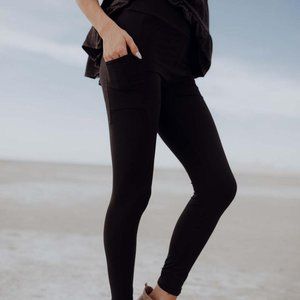 Black Pocket Solid Leggings